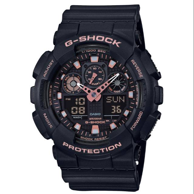 Casio G-Shock GA-100GBX-1A4
Black and Rose Gold Analog Digital 200M Watch Original GA-100GBX-1A4DR