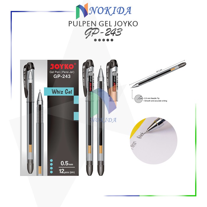 

Nokida Pulpen Gel Joyko GP-243/12 pcs / Ballpoint Pena Pen Tinta Warna Hitam