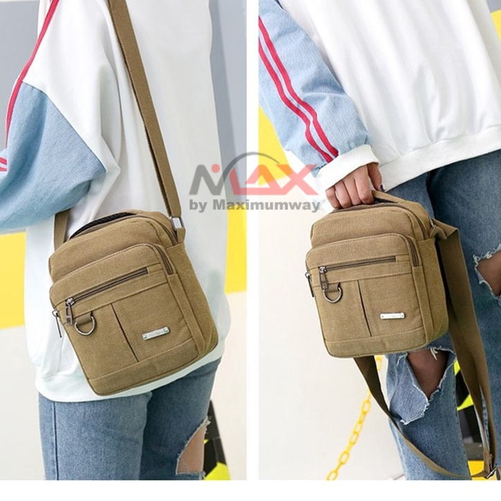 PUANTI Tas Selempang Import Pria &amp; Wanita bahan kanvas santai casual Shoulder Bag Canvas tas jalan jalan cewek &amp; cowok model korea Canvas Shoulder Bag Men's New Korean Style Canvas Messenger Bag Outdoor Leisure Travel Portable Single-Shoulder Bag