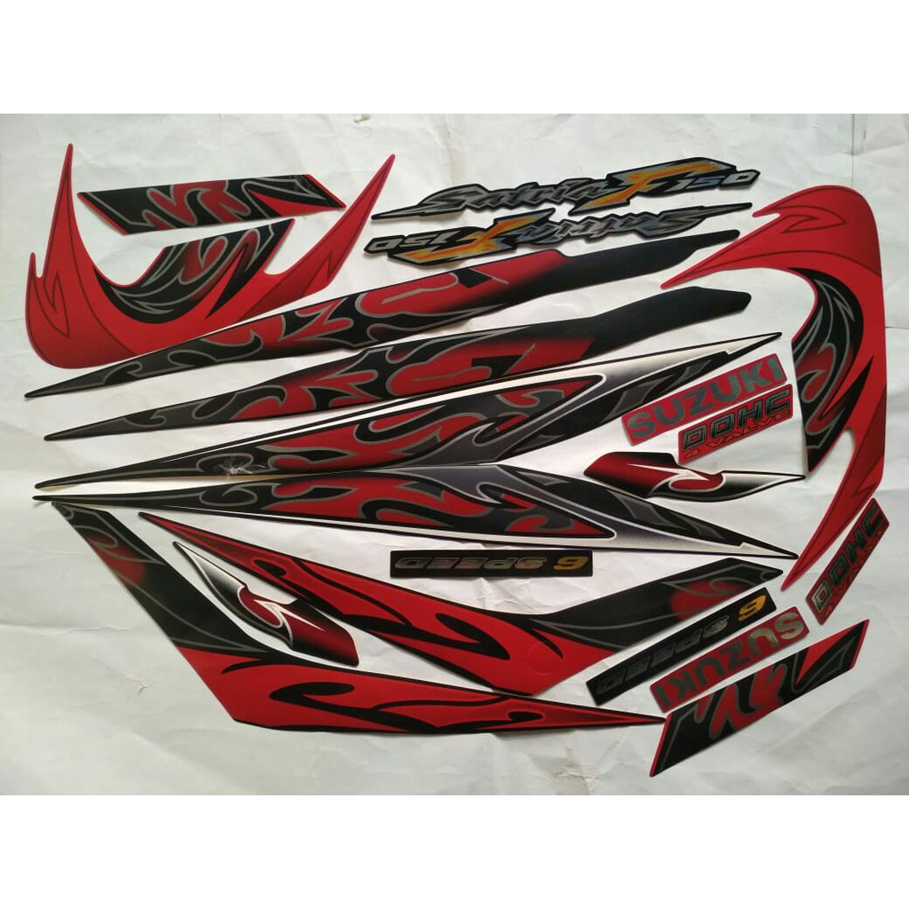 stiker striping suzuki satria fu barong 2009 hitam merah