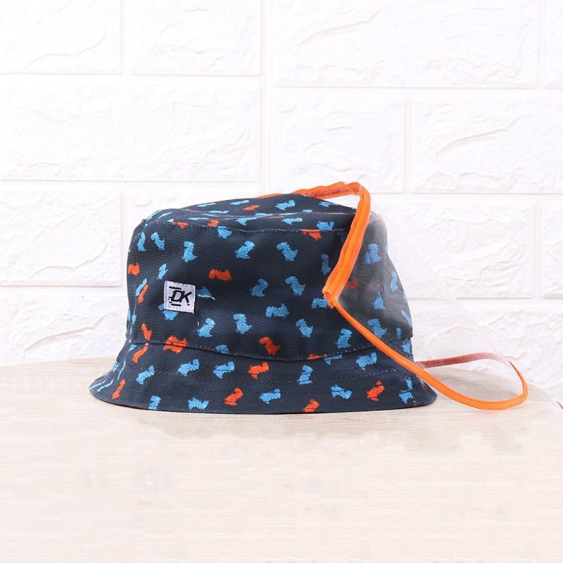 Decks Kids BUCKET Hat Anak FACE SHIELD DINO BLUE ORANGE 2in1 LUCU MODIS TRENDY Topi Anak Bolak Balik