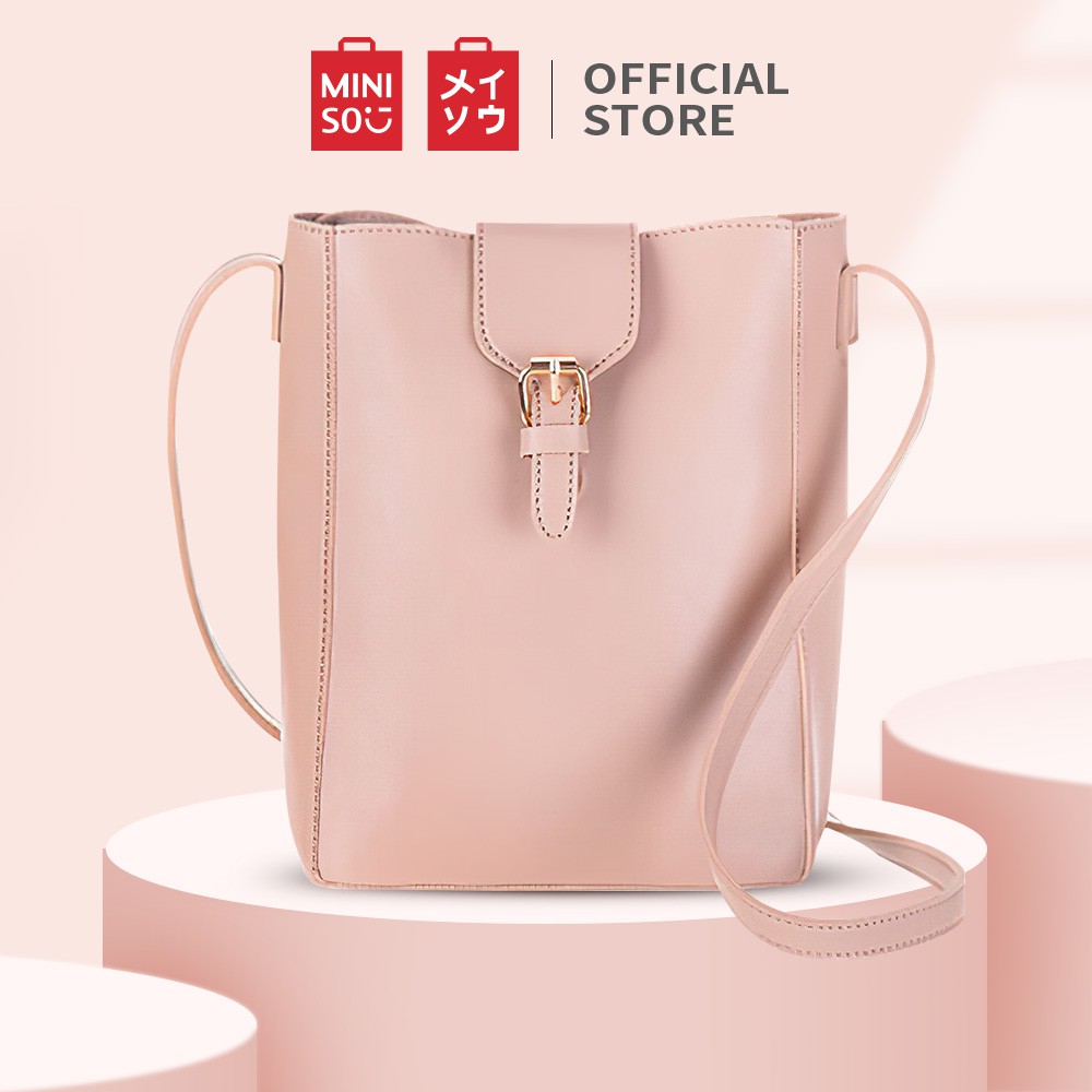 MINISO Tas Selempang Wanita Tas Bucket Bag Sling Bag Polos 