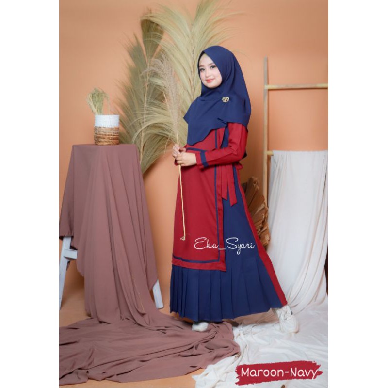 [BISA COD] HAWA GAMIS WARNA MAROON NAVY/GAMIS SYARI/GAMIS MURAH/GAMIS CANTIK/HIJAB/KHIMAR/KERUDUNG