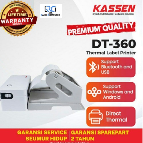 KASSEN DT-360 PRINTER BARCODE STICKER THERMAL 80mm (USB+Bluetooth)