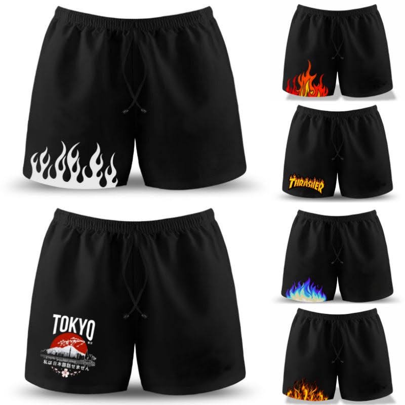 Celana Boxer Hitam Pria Wanita / Celana Boxer Hitam Motif / Celana Boxer Hitam