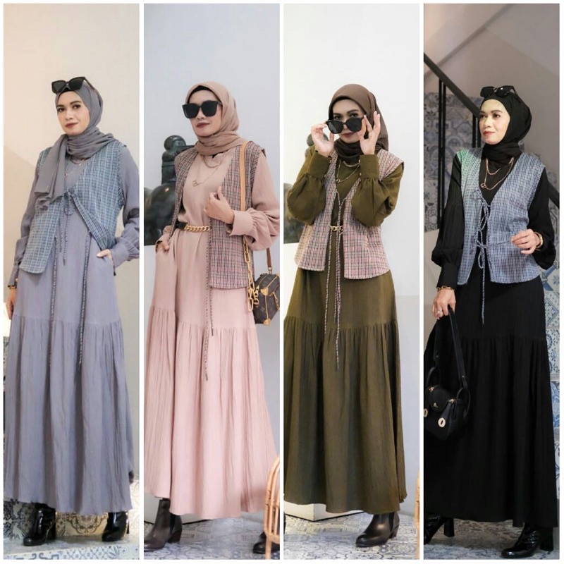 Jual Ready Maliny Set Midi Dress Dress N Outer By Dcl Premium