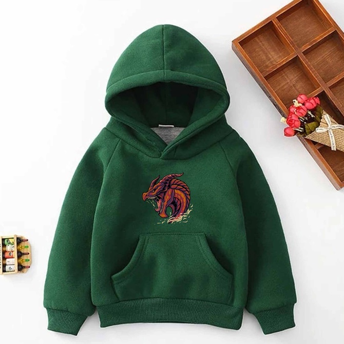 Hoodie red dragon Sweater Pakaian fleece Anak M - XXL