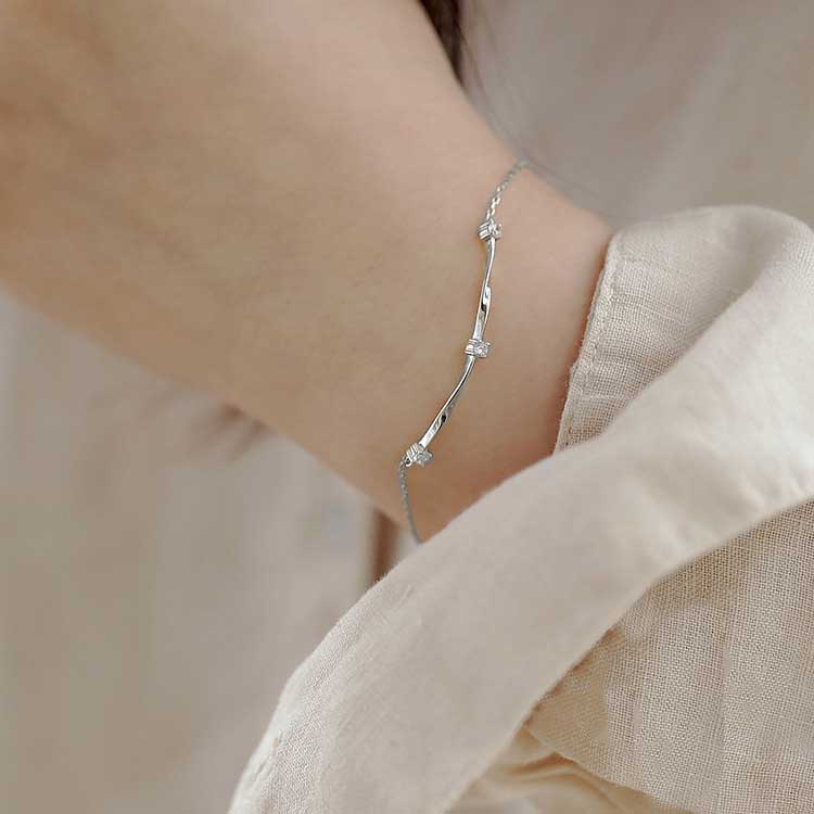 Gelang Zircon Berlian Bahan S925 Sterling Silver Untuk Wanita