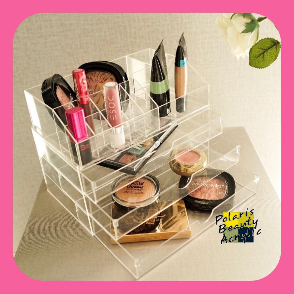 RAK KOSMETIK ACRYLIC-TEMPAT MAKEUP AKRILIK-BEAUTY CASE AKRILIK-HOTTIE