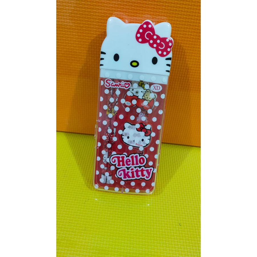 Kotak pensil hello kitty plastik 6 in 1 | Free alat tulis | Kotak Pensil kaleng besi ular tangga