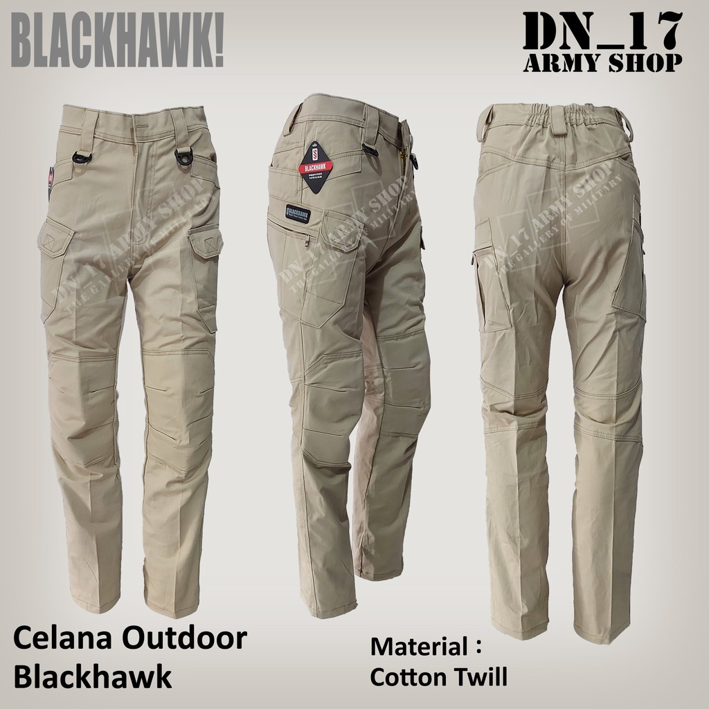 Celana Tactical Blackhawk / Celana Panjang Katun Chino Krem Muda - Hitam - Abu