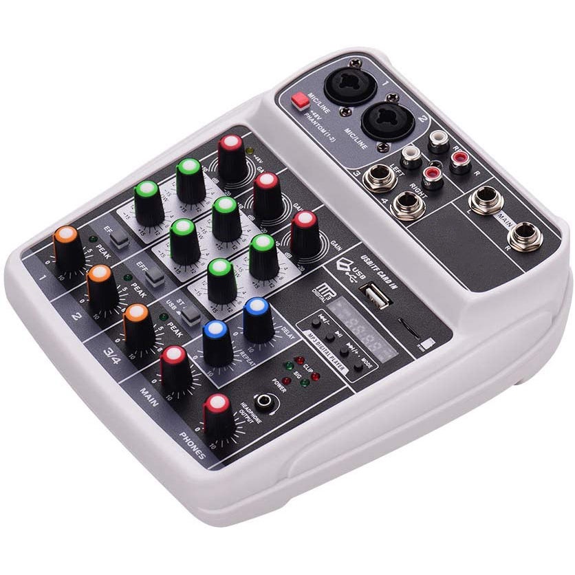 Muslady Professional Compact Mixing Console Mixer 4 Channel Phantom Power 48V - AI-4