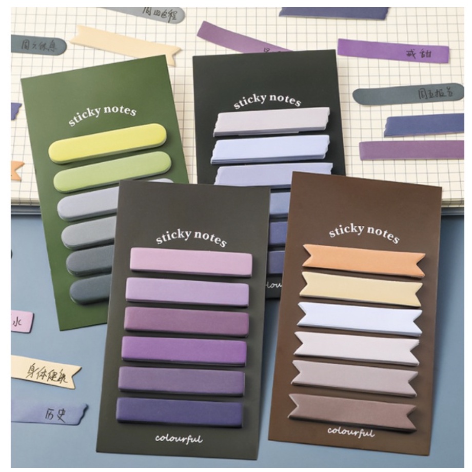 【GOGOMART】Sticky Notes Tempel / Memo Catatan Pembatas Buku Gradient Classicfy / Memo Note Klasik - 6 baris