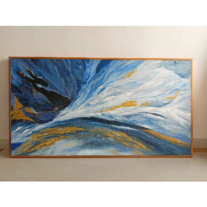 lukisan  dinding ruang tamu abstrak modern art