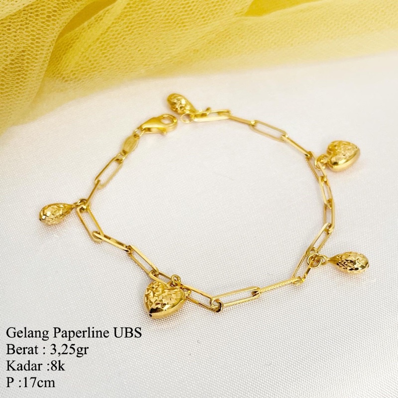 Perhiasan Gelang Emas Paperlina UBS 8k/375