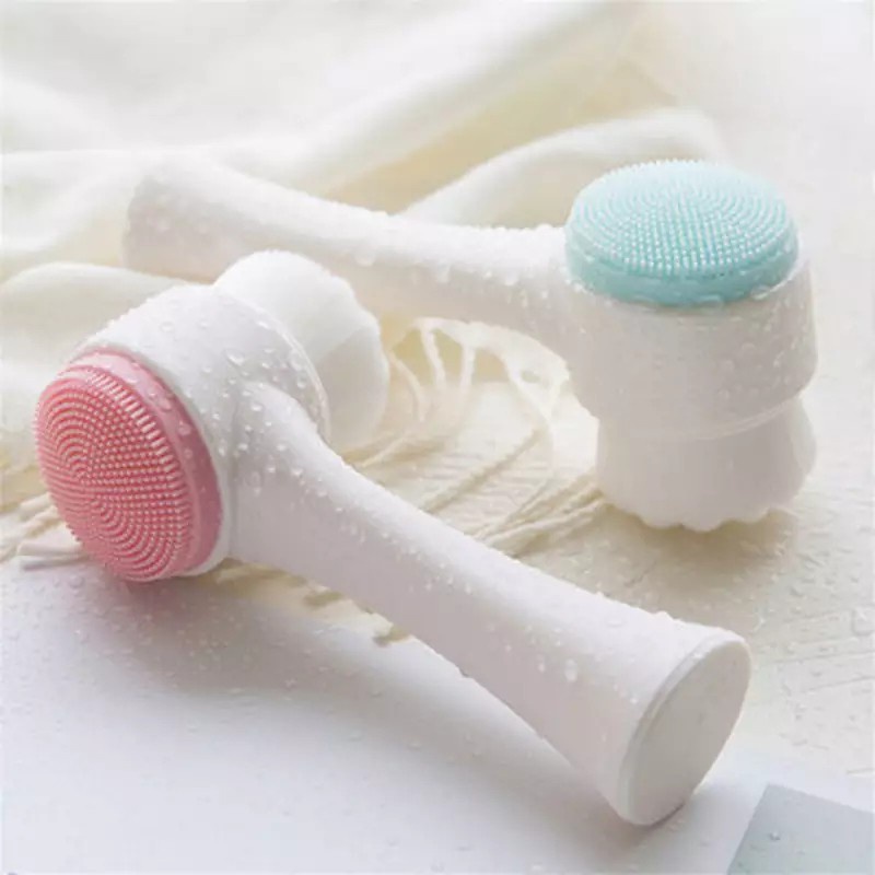 ☛TK☚ R410 Alat Cuci Muka Silikon Brush Pembersih Muka 3D Sikat Pijat 2 Sisi