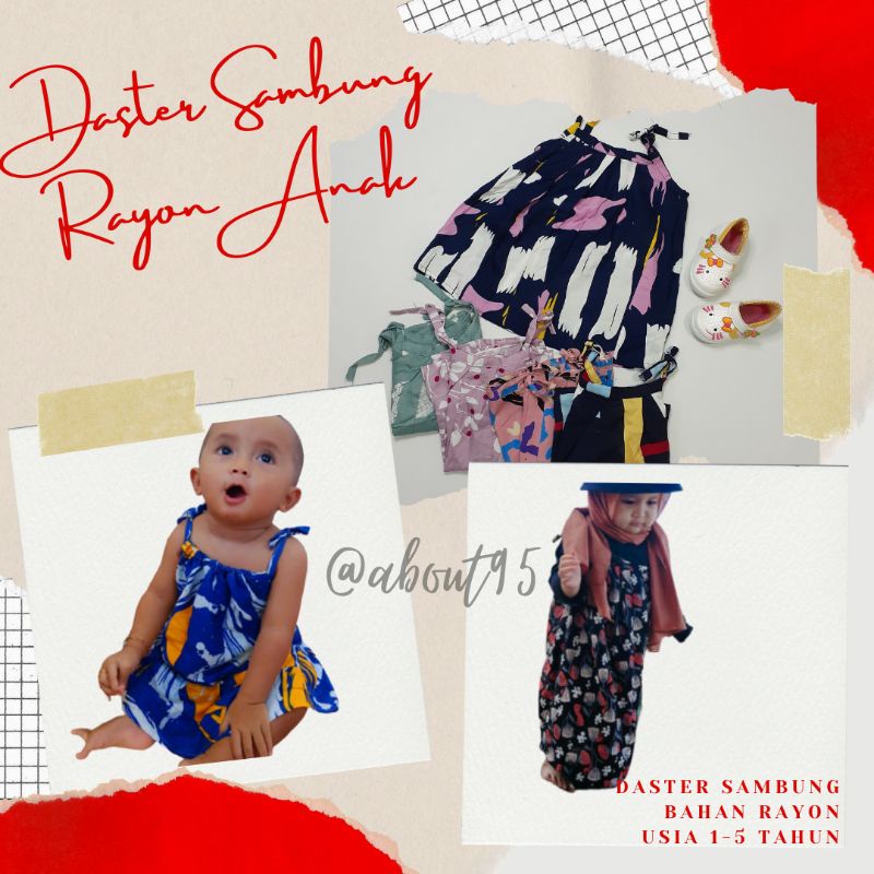 (20-30pcs) Paket Usaha Daster Sambung Anak Perempuan Model Tali Usia 0-3 Tahun