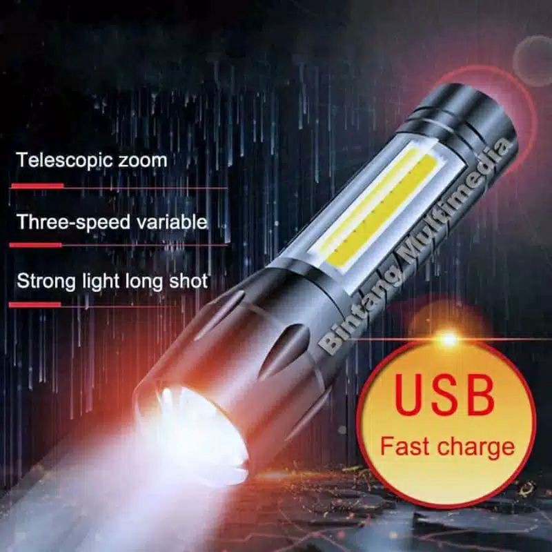 Senter Swat Mini Led COB Charger USB Super Terang