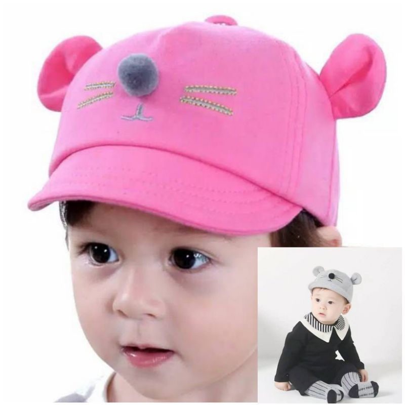 [rumahbayipdg] TOPI PET MOTIF KUCING BAYI &amp; ANAK