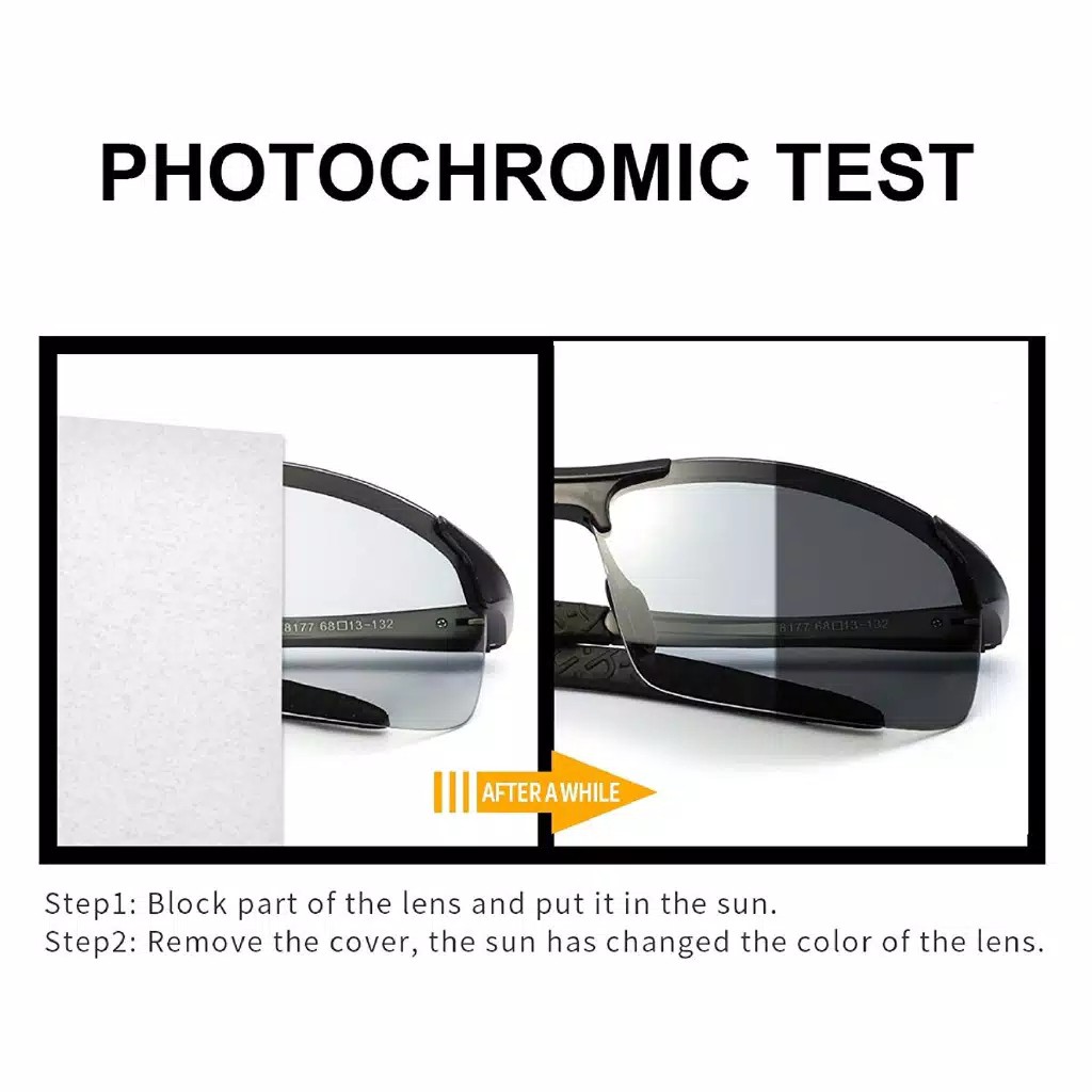 UV400 Kacamata Anti Silau Polarized Photocromic Pria Wanita Siang Malam Auto Change Color