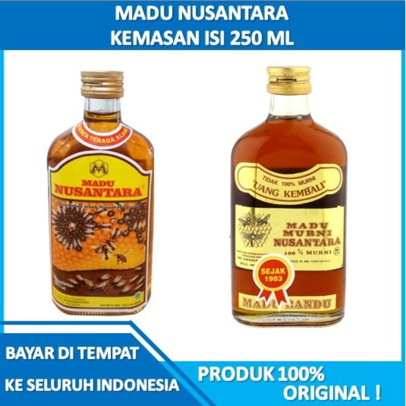 

Madu Murni Nusantara 250mL /Madu alami/madu lebah/ madu royal jelly dan bee poleen/Natrul honey