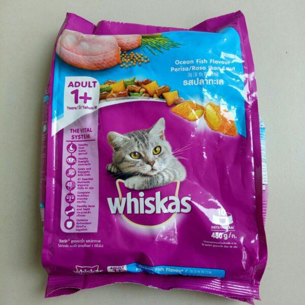 Whiskas Ocean Fish Adult 480gr Makanan Kucing Dewasa Dry Cat Food Rasa