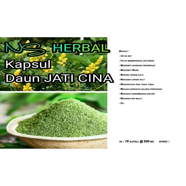 Kapsul daun jati cina / peluntur lemak / penurun berat badan 70 kapsul