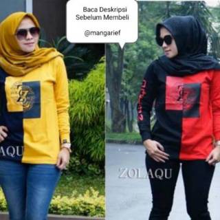 BEST SELLER KAOS  WANITA  MOTIP ZOLAQU  LENGAN PANJANG 