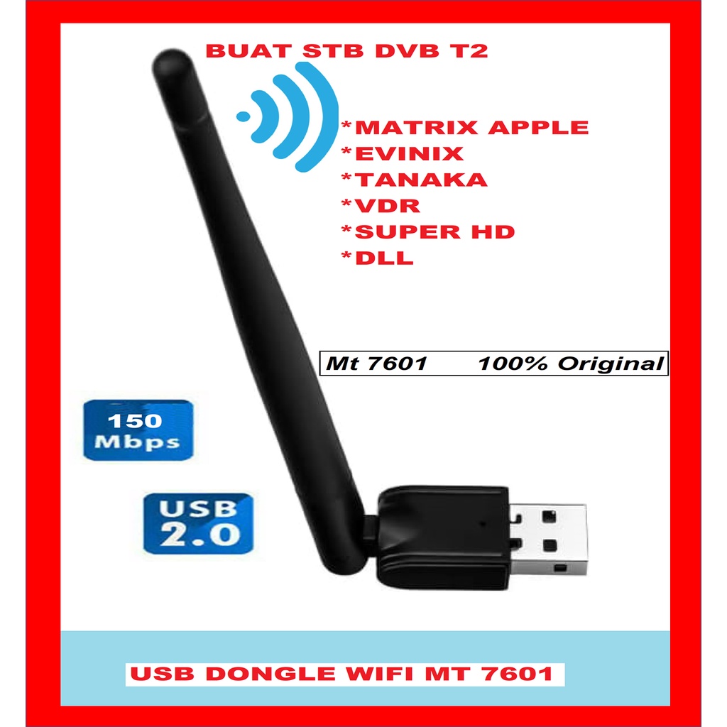 Wifi Dongle Usb, MT7601 u/ Set Top Box, DVBT2, Antena Penangkap Komputer PC, Laptop, support Matrix 