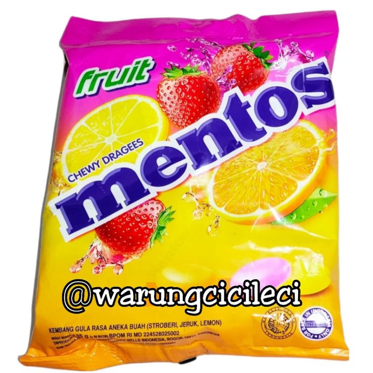 

MENTOS - FRUIT - RASA STROBERI , JERUK , LEMON ( -/+ 50 butir ) 135g