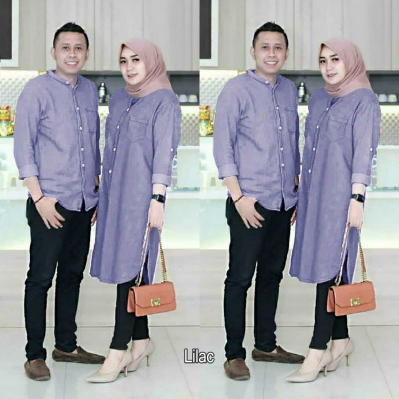 3 UKURAN L XL DAN JUMBO CP JEANO COUPLE PASANGAN KEMEJA DAN TUNIK BUSUI KATUN DENIM SUPERNOVA HM ADA VIDEO REAL PICT