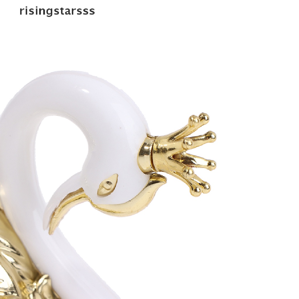 Rsid Span-new 2Pcs Romantic Crown Swan Cake Topper Kue Dessert Baking Decor Hiasan Perlengkapan