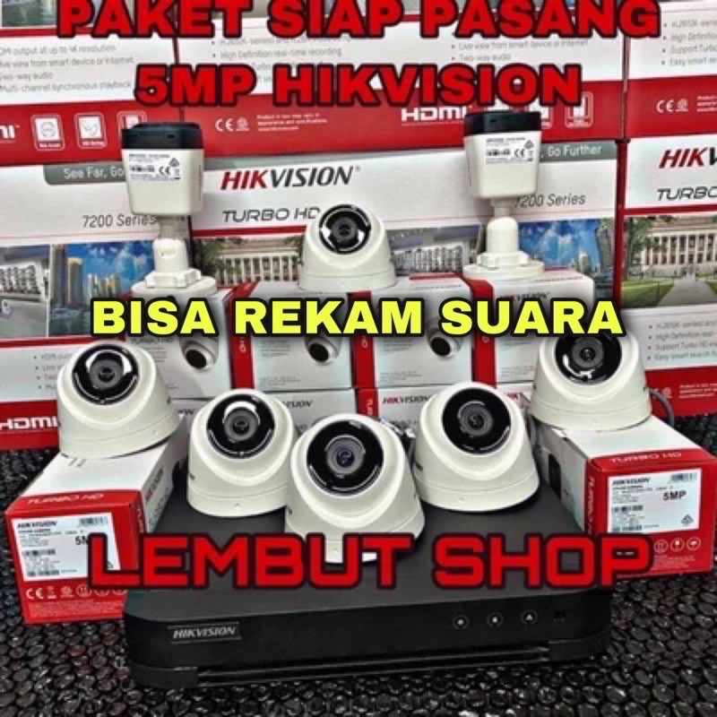 paket camera cctv 8 kamera hikvision 5mp audio build built in mic 8 channel ch