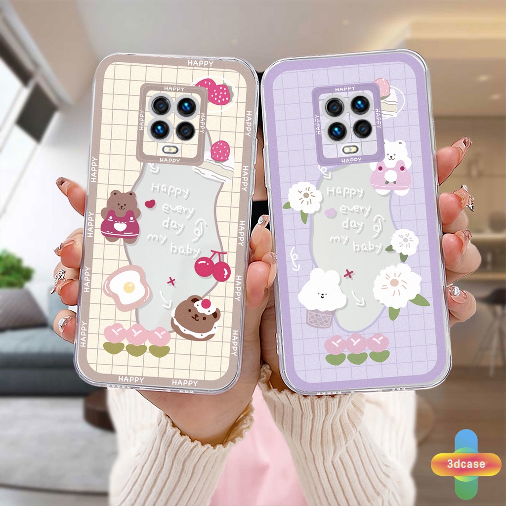 Casing Soft TPU Case Xiaomi Redmi Note 9 8 10 10S 9 10 PRO MAX 11 9S Xiaomi Redmi POCO C3 C31 X3 NFC X3 PRO Redmi 9C NFC 9A 9i 9T 9AT 9ACTIV 9 PRO Power 10X POCO M2 PRO 10 Prime Lover Wavy Edge Cute Bear Rabbit Back Cover