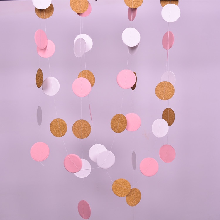 [ Glitter Circle Polka Dots Garland Banner Decoration For Christmas Festival Birthday Wedding Party ]
