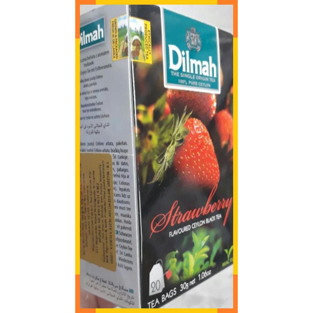 

Dilmah strawberry flavoured ceylon black tea 20 sachet 30 gram