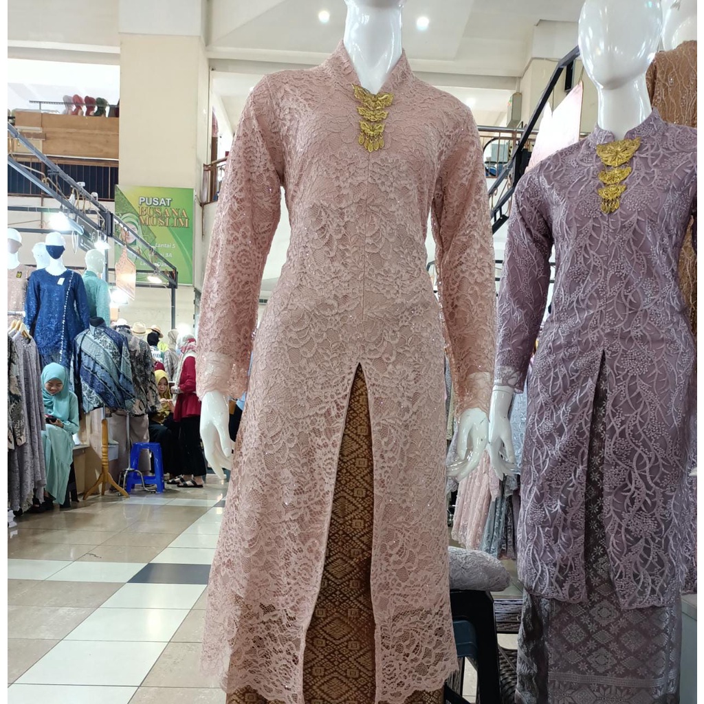 Satu setel kebaya moderen bahan tulle lengan panjang ukuran m l xl xxl-SET SALEM
