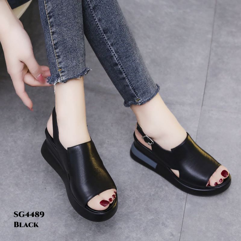 WYN  SANDAL WEDGES STRAP LEATHER KOREA STYLISH SG4489