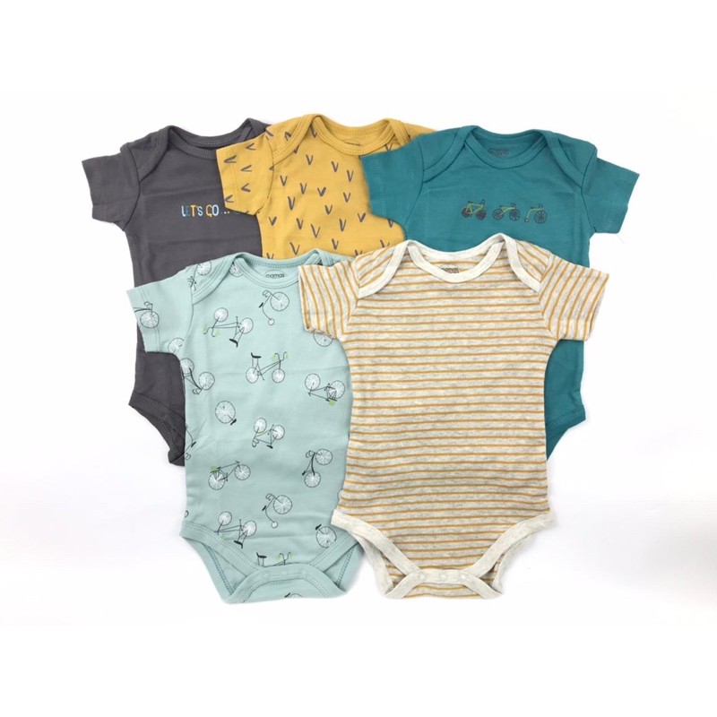 BABY K2 - BABY BODYSUIT MAMASPAPAS PREMIUM ISI 5 PCS MOTIF SEPEDA KODE 00016