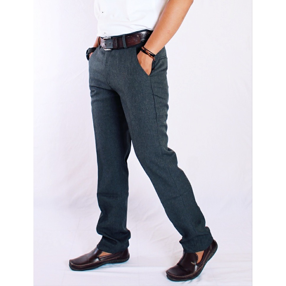 squad.ajoee / celana bahan panjang / celana burlois  / celana slim fit / celana  abu gelap