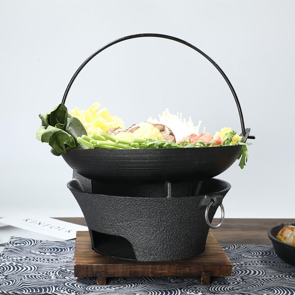 Solighter Cast Iron Pan Kompor Dapur Ala Jepang Peralatan Masak Cast Iron Outdoor Camping Cooking Pot