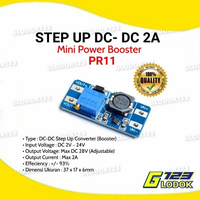 Step Up Modul Mini Power Booster Converter DC DC 2A Penaik Tegangan PR11
