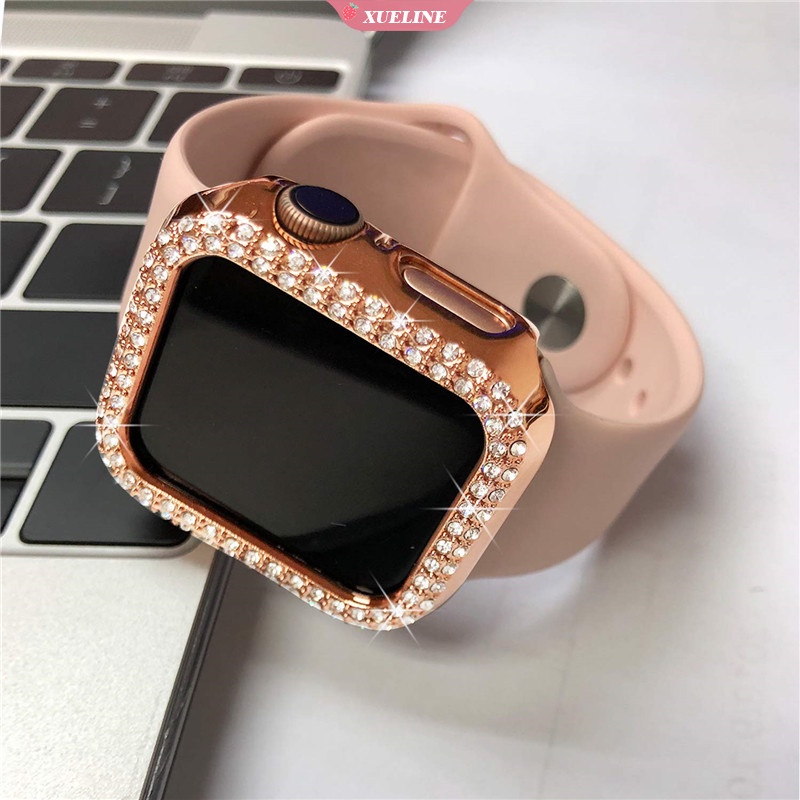 Case Bumper Pelindung Aksen Berlian Bling Ukuran 7 41mm 45mm 44mm 40mm 42mm 38mm Untuk iWatch series 3 4 5 6 se