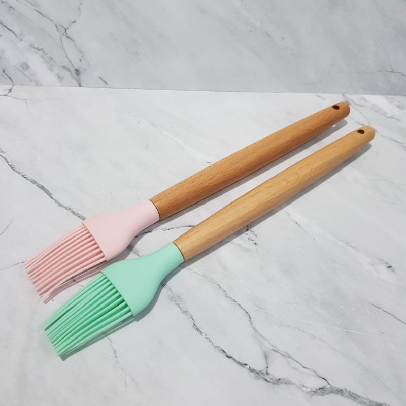 KUAS silcone solet spatula masak silicon 27 cm gg kayu KUAS silikon tahan panas