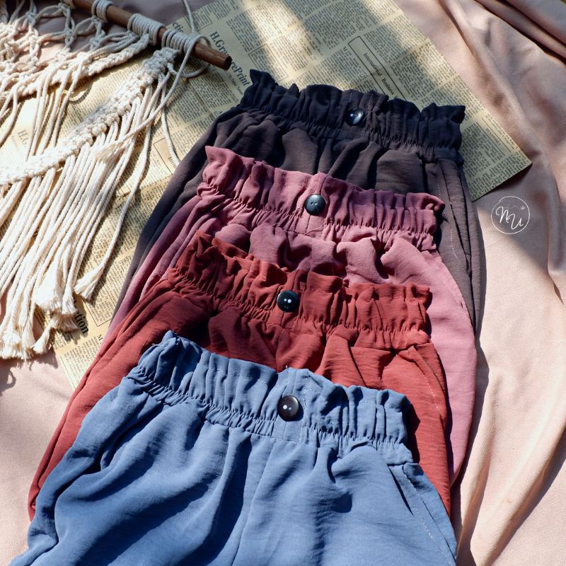 CELANA KULOT KANCING CRINKLE ANAK/CELANA KULOT ANAK USIA 10 - 12 TAHUN ALL SIZE KULOT UNTUK ANAK TAN