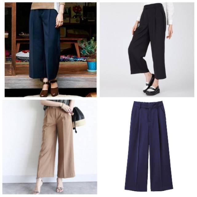  CA Celana  Wanita Branded GU Easy Wide Comfy Pants 