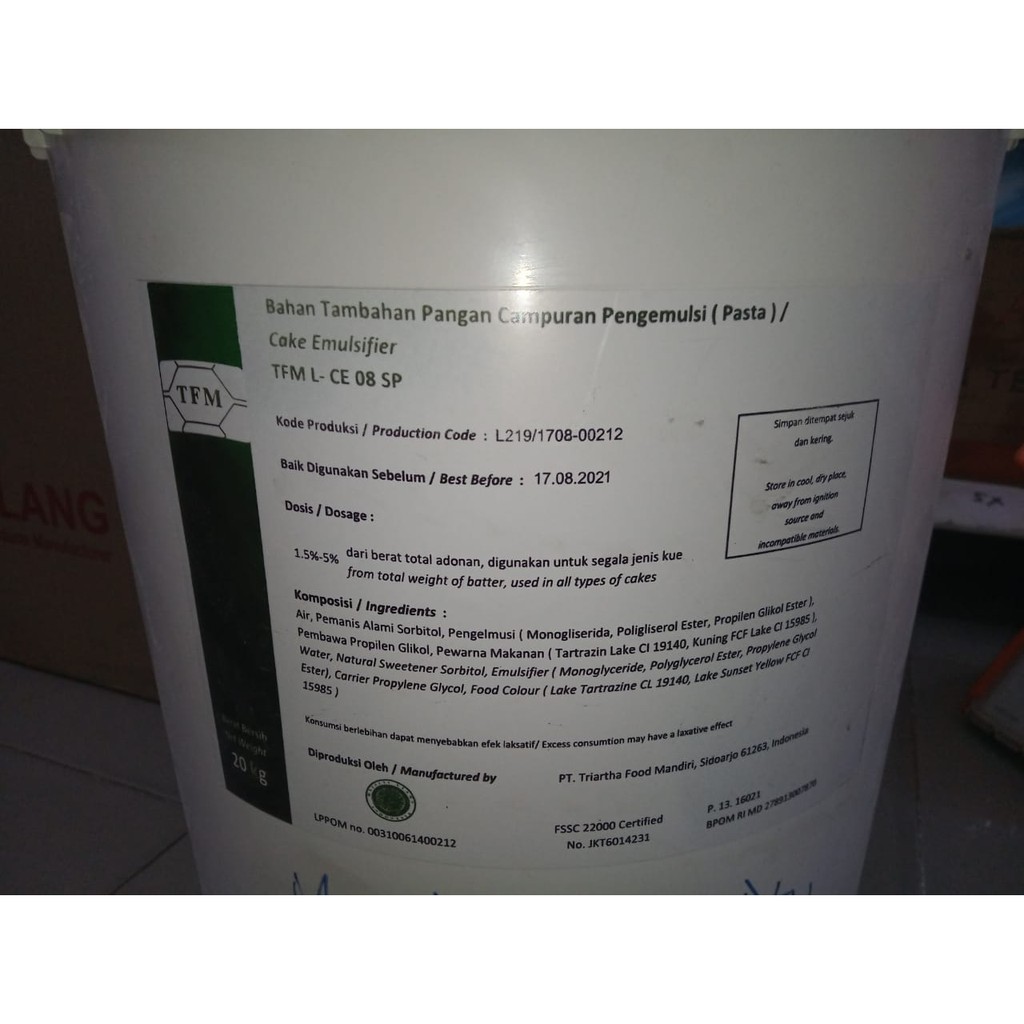 

Sp / Cake Emulsifier / TFM L-CE08 SP / Bahan Pengemulsi Makanan Repack 250gr 500gr 1kg