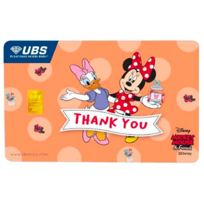 UBS Gift Series 0.25 gr Fine Gold 999.9 % THANK YOU Disney MICKEY MOUSE & Friends