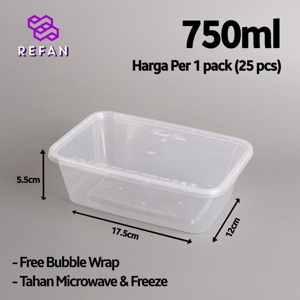 Thinwall 750 Ml Kotak Makan Plastik Food Container Persegi Panjang