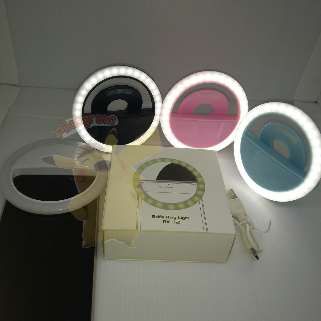 ring selfie lampu flash portable rechargeable battery led light putih emergency clip lamp